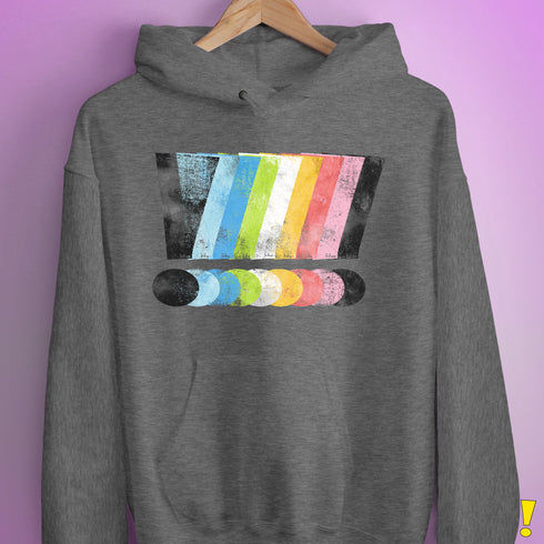 Queer Pride Grunge Exclamation Points Hoodie - Grey Heather